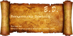Benyovszky Dominik névjegykártya
